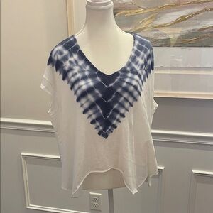 We The Free Blue Tie-Dye Short Sleeve Asymmetrical T Shirt